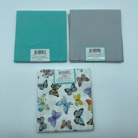 Waverly Fabric Fat Quarters Butterflies Teal Gray Cotton - Picture 5 of 7